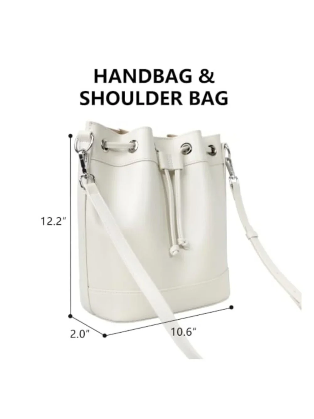 Leather Drawstring Bucket Crossbody Bag Adjustable Strap